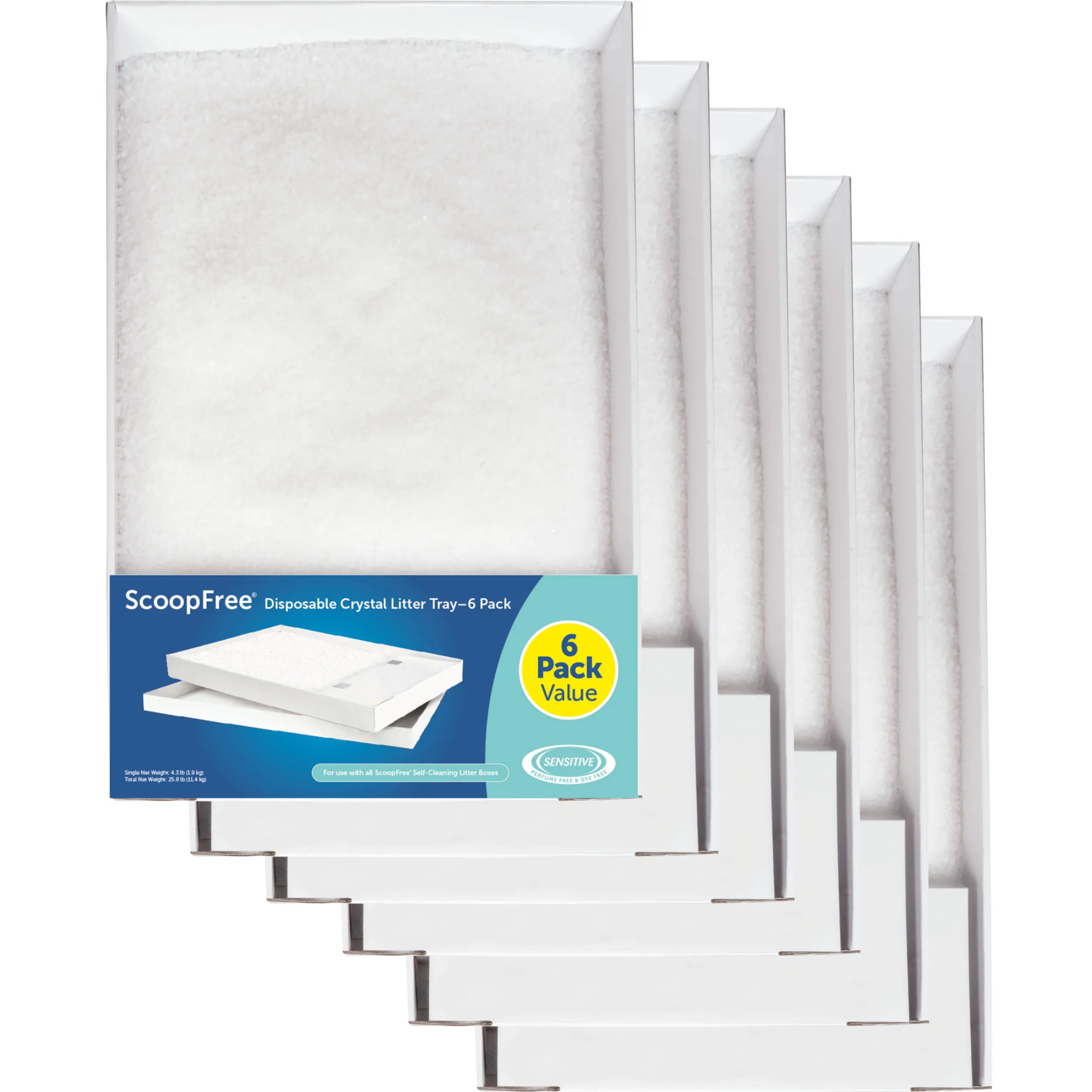 Outlet PetSafe ScoopFree® Complete Disposable Crystal Litter Tray, Sensitive, 6-Pack